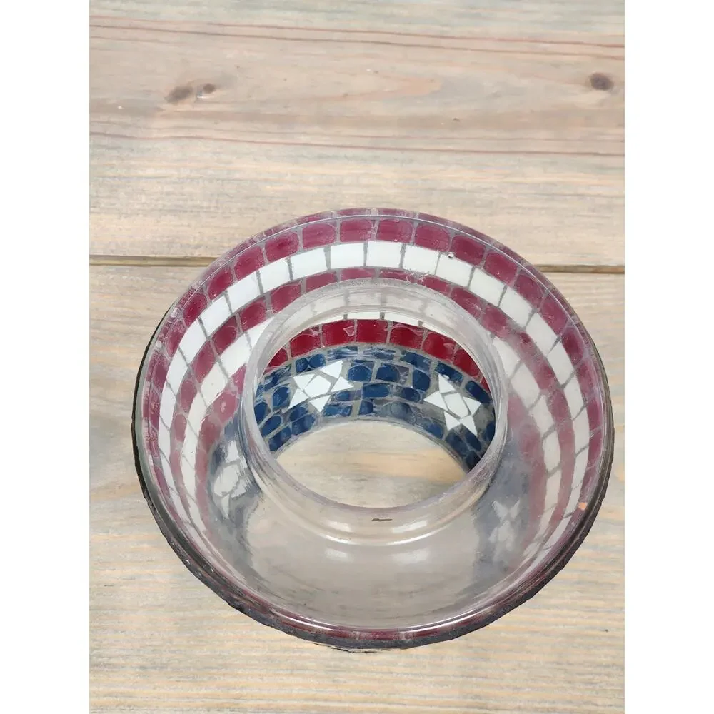 Home Interiors Patriotic Stars And Stripes Mosaic 11622 Candle Shade/Topper